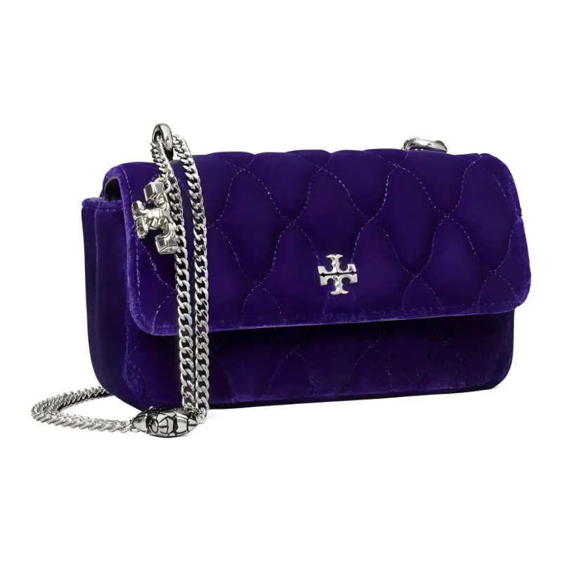 TORY BURCH Kira Velvet Handbag, Shoulder Bag Women's Dark Purple Copper Garnet-2