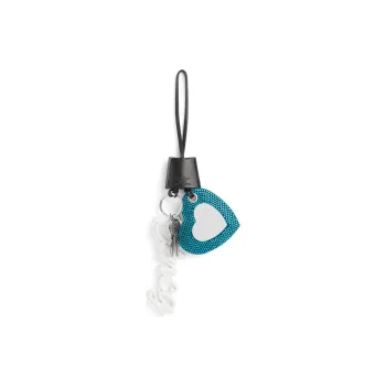 Balenciaga Cow Leather Bag Charm Bag Accessory Women's Black & Turquoise