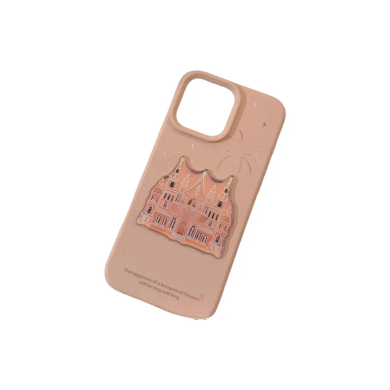 QIZHENG ABS+PC Material Laser Pink Castle Phone Case Compatible With Apple 16 Pro Max/15/14/13/12/11-6