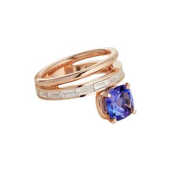 HERMES Rose Gold Tanzanite Diamond Rings Women's Gold