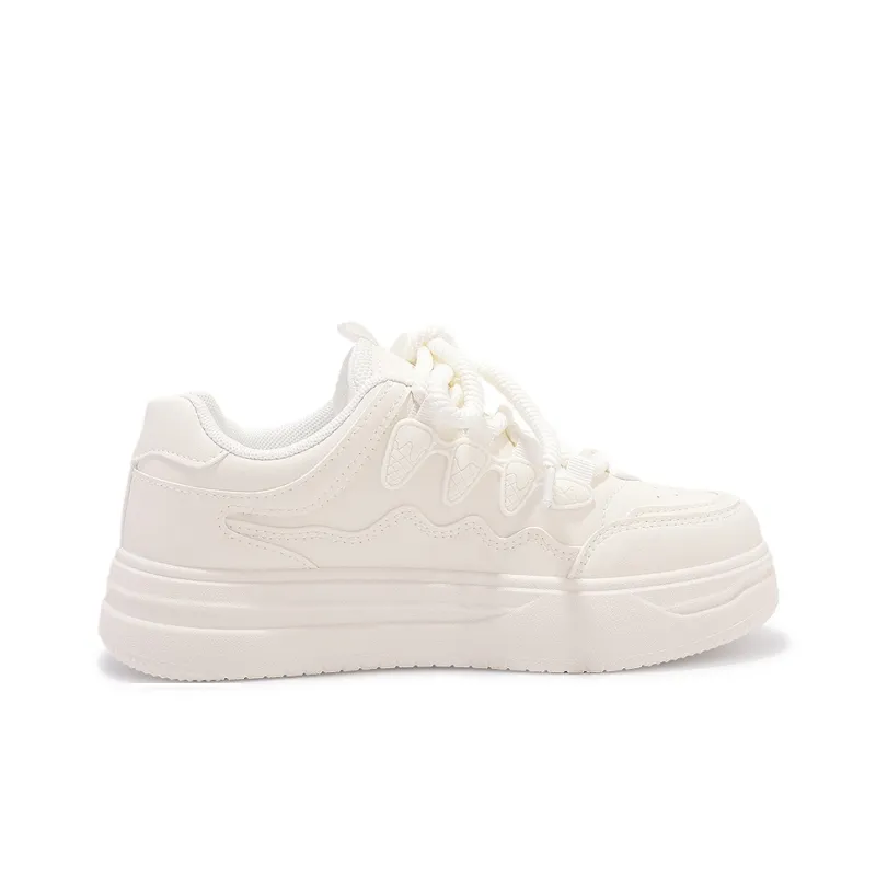SHUXIAOBEI Anti Slip Wear Resistant Low Top Skateboard Shoes Women's Pure White-7