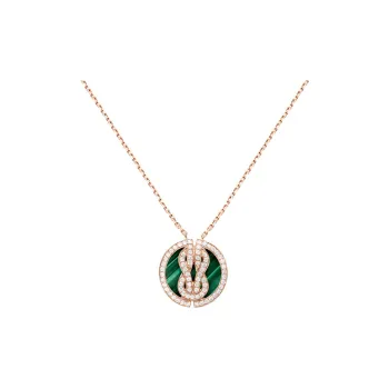 FRED 18K Rose Gold Diamond Malachite Necklaces Women's Green
