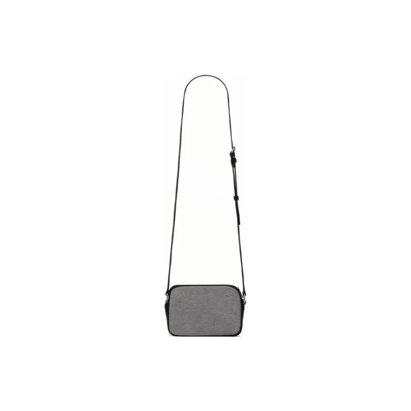 SAINT LAURENT Canvas Patchwork Lambskin Crossbody Bag Small Size Men's Black/Gray-2