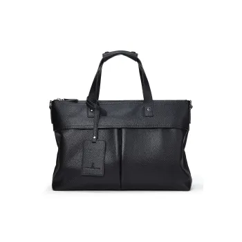 ROBERTA DI CAMERINO Cow Leather With Synthetic Leather Briefcase Medium Size Men's Black