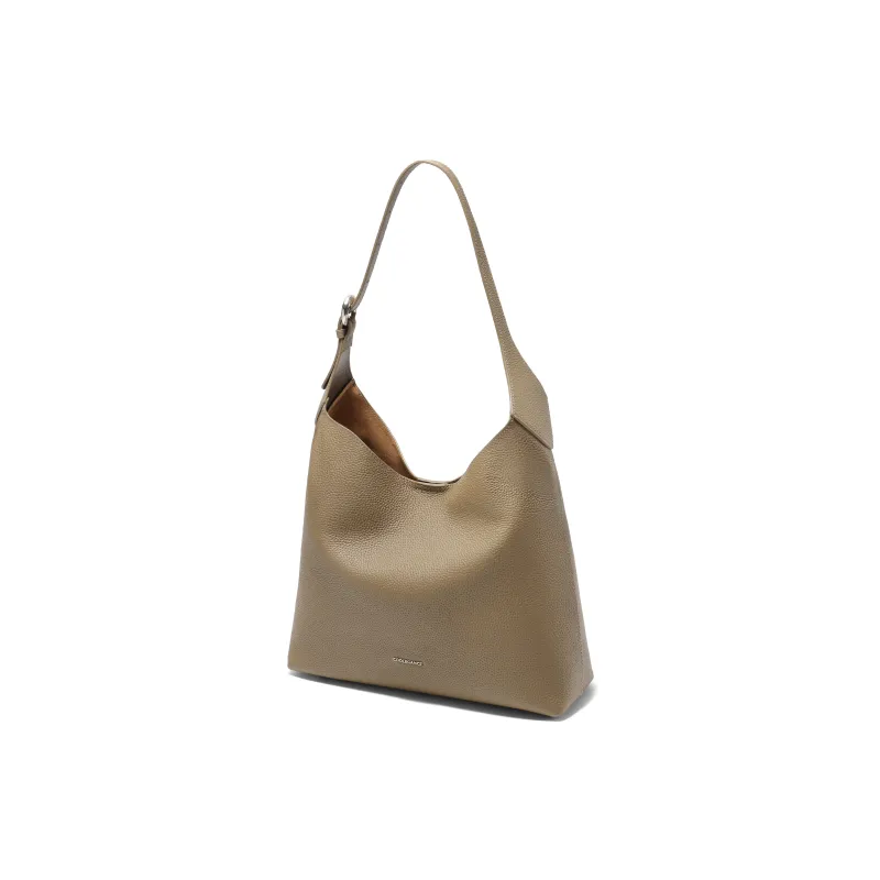 BELLE Cow Leather Bucket Bag, Shoulder Bag Tubas Women's Gray-1