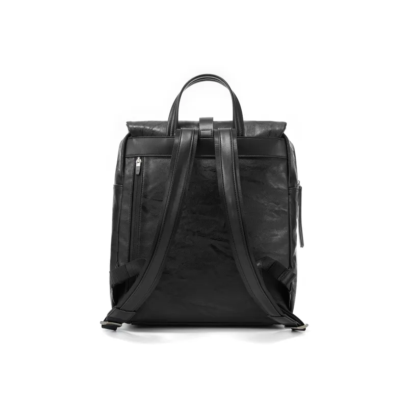 Yawei Kuroda PU Backpack Unisex Black-4
