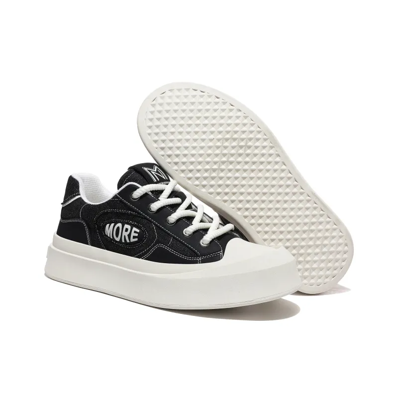 MOREMORENOISE Coverage Breathable Slip Resistant Low Top Canvas Shoes Unisex White Black-5