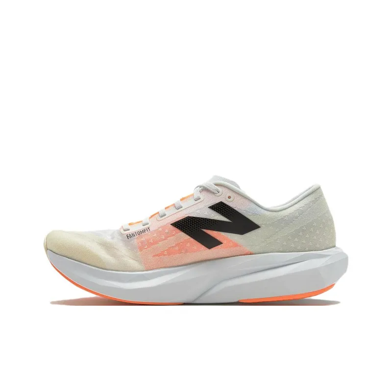 New Balance Rebel V4 Slip Resistant And Breathable Low Top Casual Running Shoes Men's White Orange Loose Fit-1