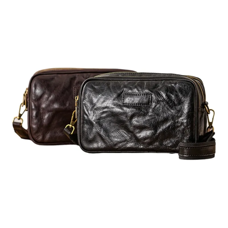 Back Step Cow Leather Shoulder Bag Men's Multicolor-9