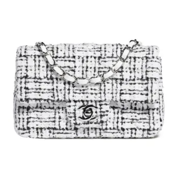 CHANEL Tweed Crossbody Bag, Shoulder Bag Mini Women's Black White