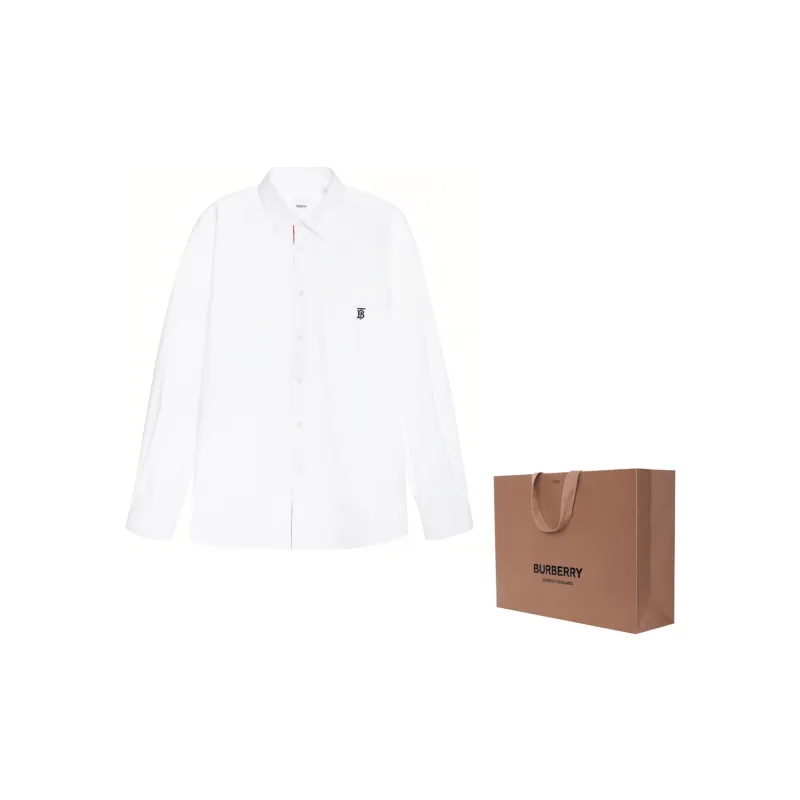 Burberry Monogram Motif Technical Cotton Shirt White-5