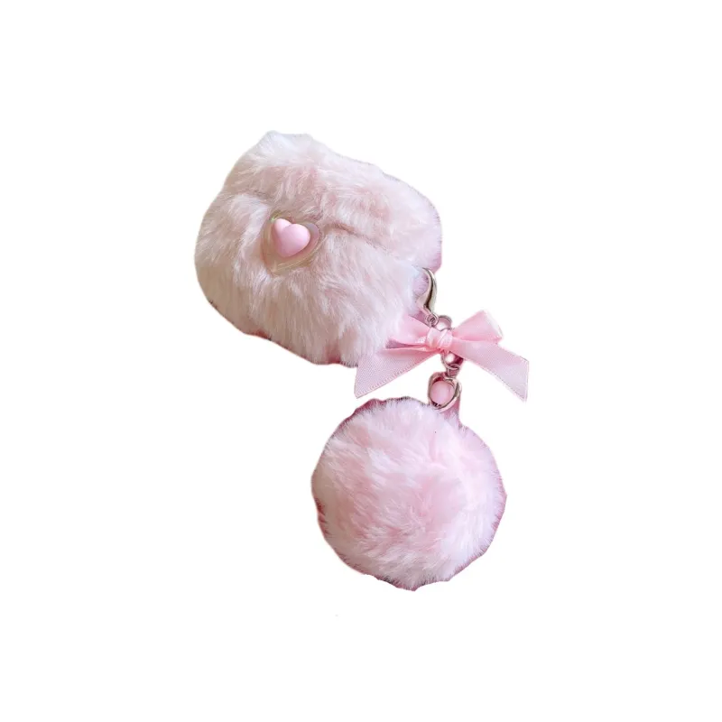 BYZ Compatible With AirPods 1/2/3/4/Pro/Pro2 TPU Plush Small Heart Apple Headphone Case-2