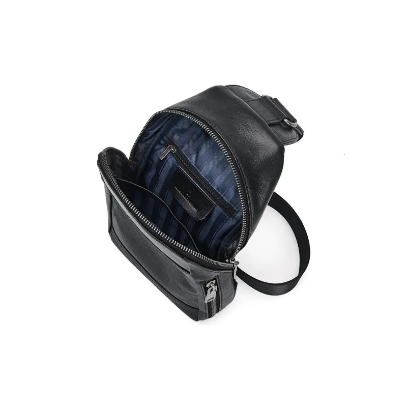 ROBERTA DI CAMERINO Cow Leather Sling Bag Men's Black-4