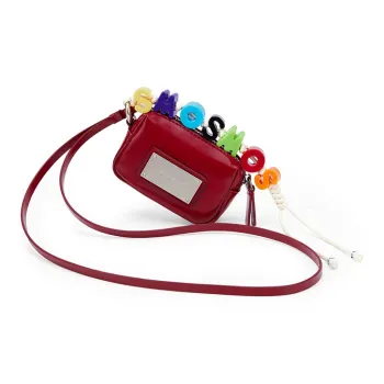 MCMIKO Cow Split Leather Key Earphone Case Unisex Black/Burgundy