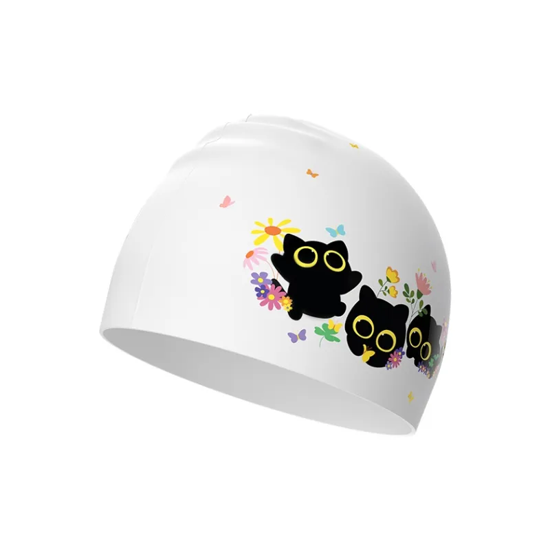 BALNEAIRE Swimming Caps Silicone Swim Kids' 22*19cm Black White-0