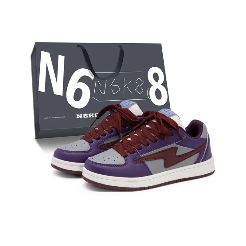 N6K8 Anti Slip Wear Resistant Low Top Skateboard Shoes Unisex Night Purple-0