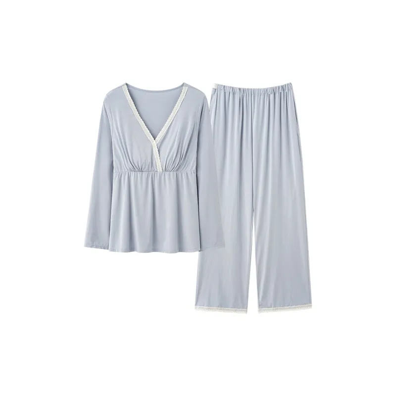 XIAFENYAN Pajama Set Women's Blue-0