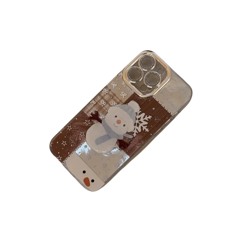 QIZHENG TPU Material Snowman Plaid Patchwork Phone Case Compatible With Apple 16 Pro Max/15/14/13/12/11-6