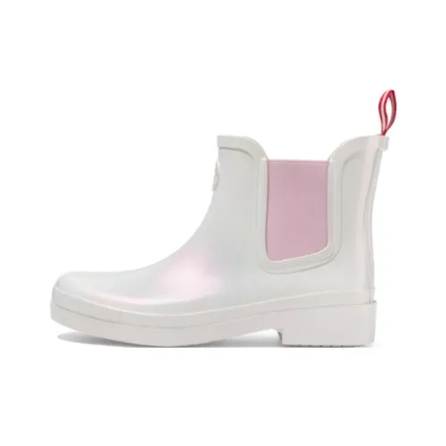 Star Flowers Water-Resistant Rain Boots Women's Pearl Pink White