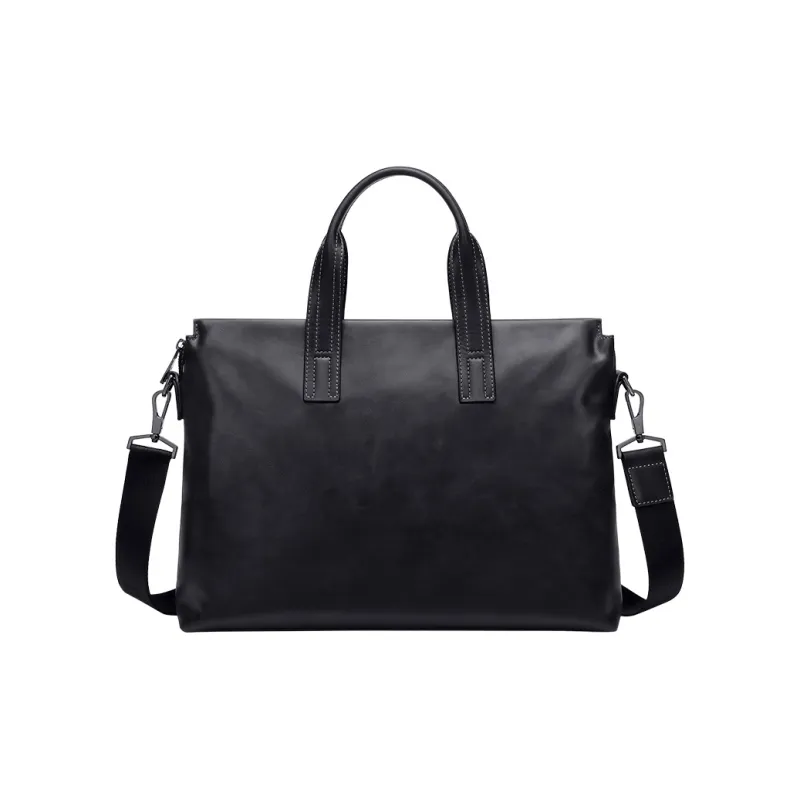 POLO Cow Leather Briefcases Large Size Men's Black Gray Color/Brown-1