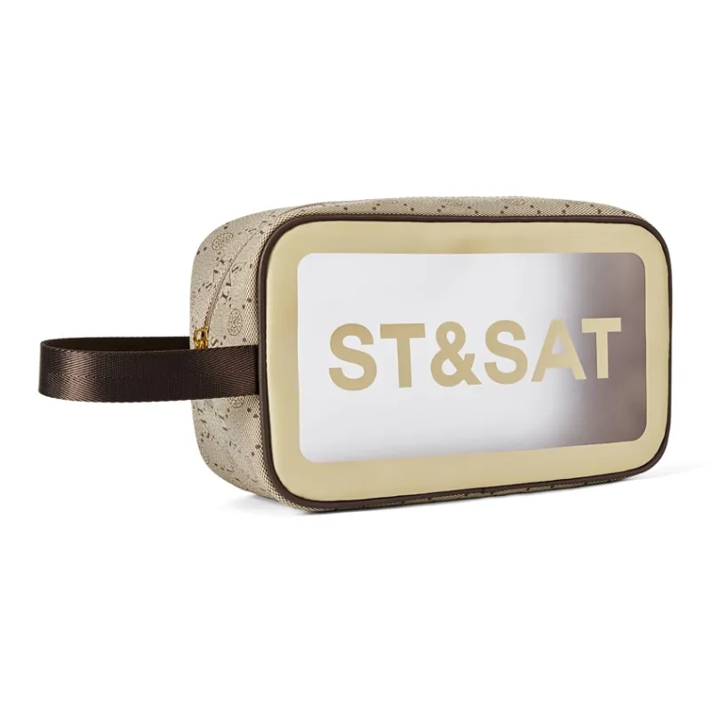 ST&SAT PVC Polyvinyl Chloride Small Square Bag Handbag Clutch Regular Women's Coffee-1
