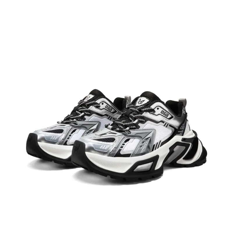 OGR Anti-Slip And Wear-Resistant Lightweight Height Increasing Low-Top Chunky Sneakers Unisex Gray-4