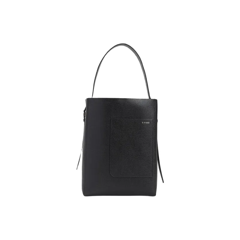 Valextra Calfskin Bucket Bags Shoulder Bags Medium Size Women's Black-1