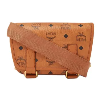 MCM Aren Visetos Canvas Messenger Bag, Crossbody Bag, Shoulder Bag Mini Women's Cognac Brandy