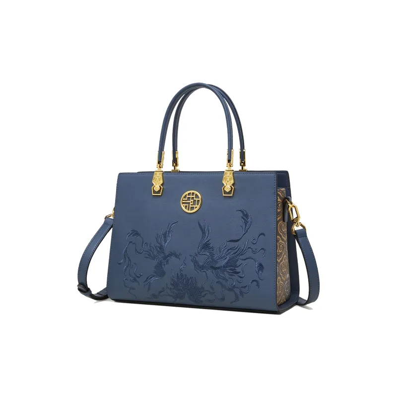 Geshiman Cow Leather Handbag Regular Women's Elegant White/Royal Blue/Palace Red/Apricot Color Blocking-6