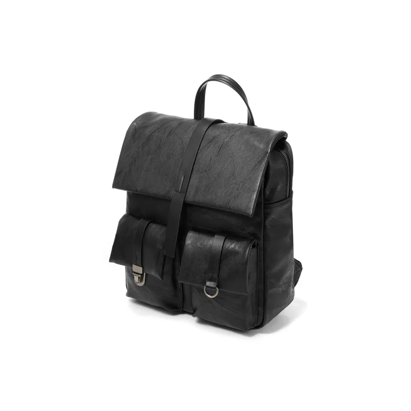 Yawei Kuroda PU Backpack Unisex Black-2