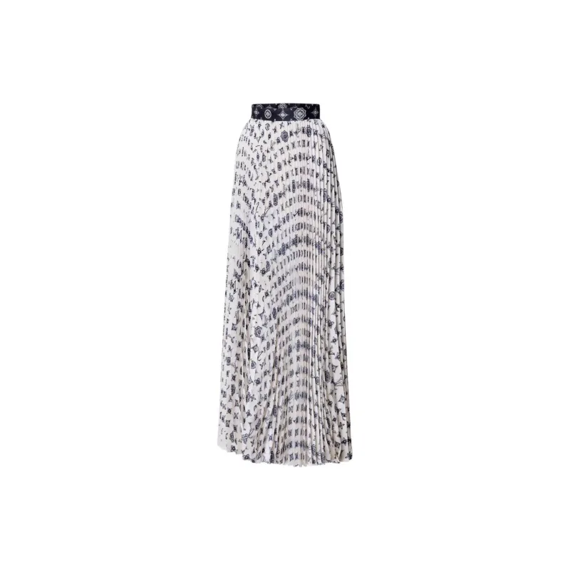 LOUIS VUITTON Monogram Silk Pleated Skirt-1