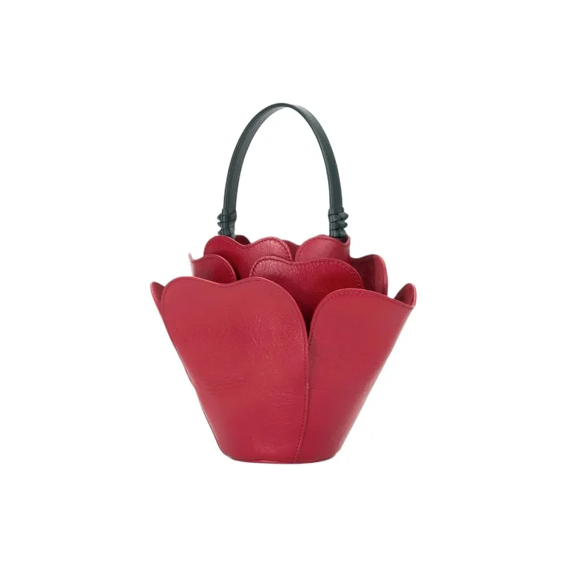 Staud Cow Leather Bucket Bag Handbag Women's Red-1