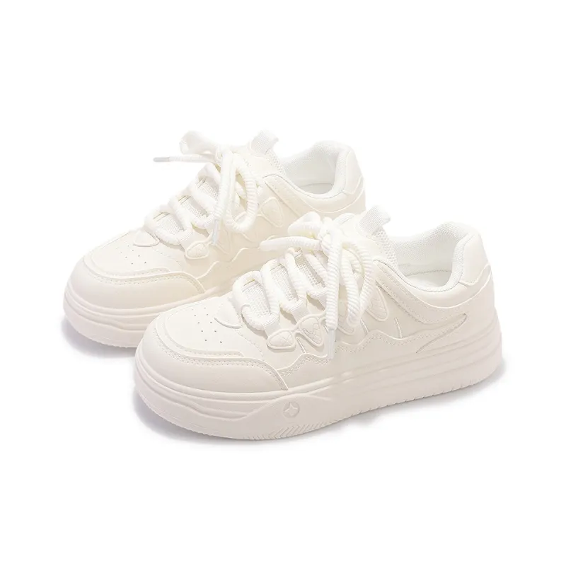 SHUXIAOBEI Anti Slip Wear Resistant Low Top Skateboard Shoes Women's Pure White-9