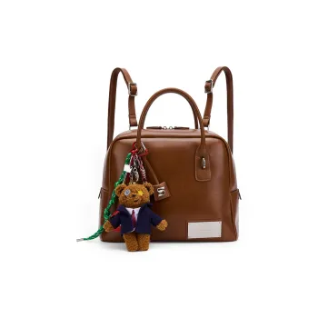 MCMIKO Cow Leather Patchwork With Artificial Leather Backpack Women's Brown/Honest Black