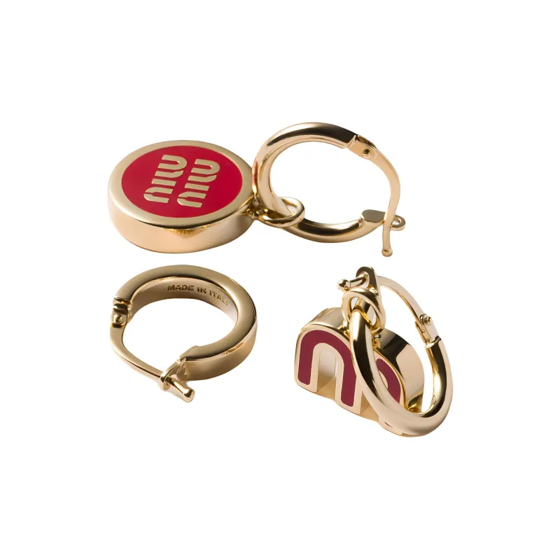 MIU MIU Metal Earrings Unisex Red-1