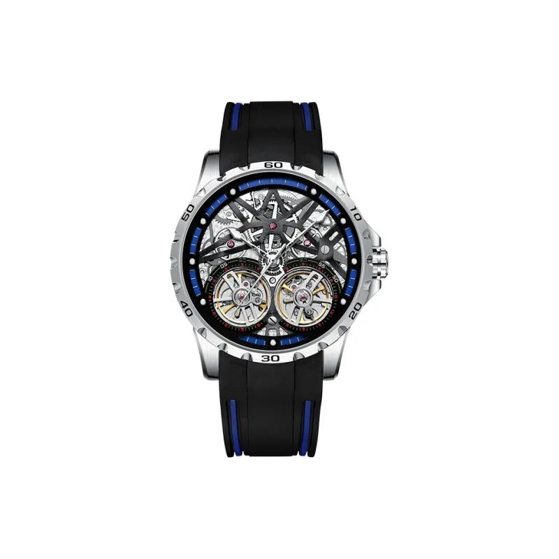 FAIRWHALE Automatic Mechanical Movement Rubber Strap Watch Unisex Cut Out Dial-5