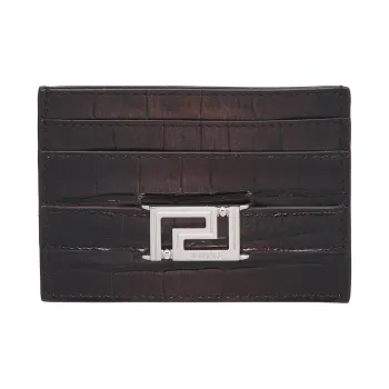 FANSIZHE Greca Goddess Calfskin Card Holder Regular Men's Black & Brown