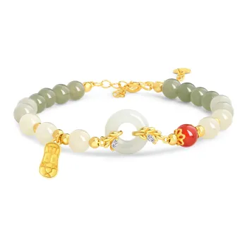 Lao Feng Xiang Hetian Jade S925 Silver Hand Accessory White Jade/Pale Greenish White Jade Women's