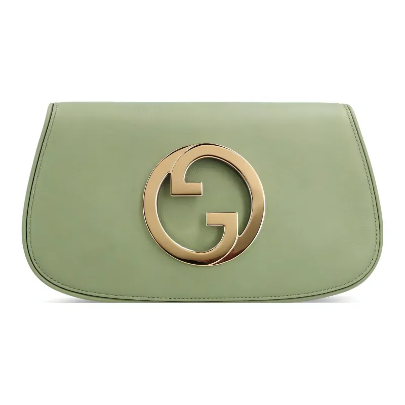 GUCCI Blondie Leather Chain Bag, Shoulder Bag, Crossbody Bag, Shoulder Bag Women's Light Green-0