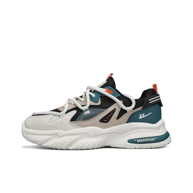 Warrior Durable Breathable Lightweight Low-Top Chunky Sneakers Men's Beige Red Blue-15