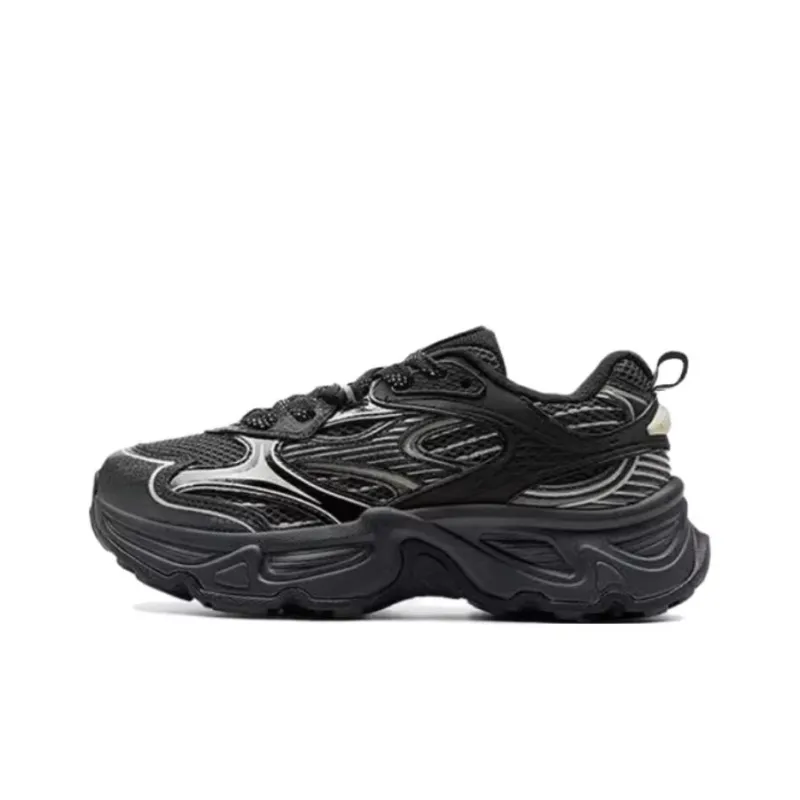 XTEP Cushioned Slip Resistant Breathable Low Top Chunky Sneakers Men's Black-0