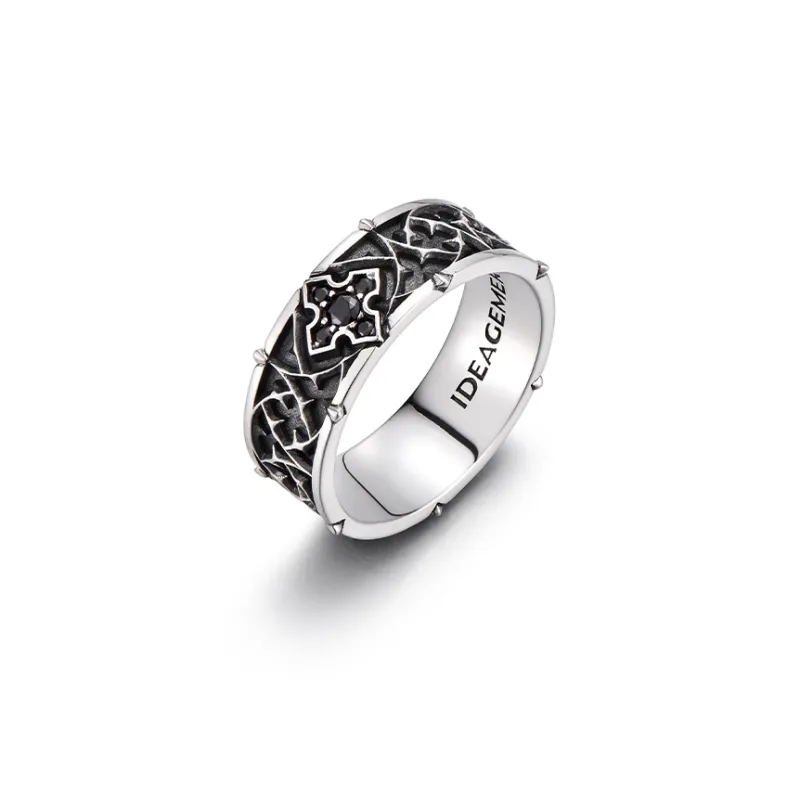 IDEAGEMER 925 Sterling Silver Rings Men's-7