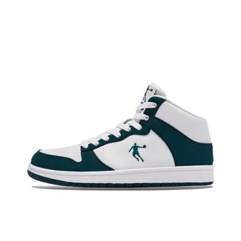QIAODAN Skateboard Shoes Men High Top Jordan White/Abyss Green