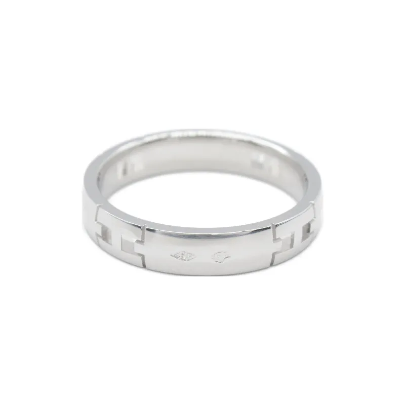 HERMES 18K White Gold Silver Rings Women's Silver-1