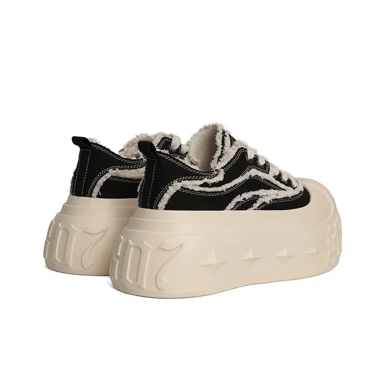 1807 Abrasion Resistant Slip Resistant Height Increasing Low Top Canvas Shoes Unisex Milk White-3