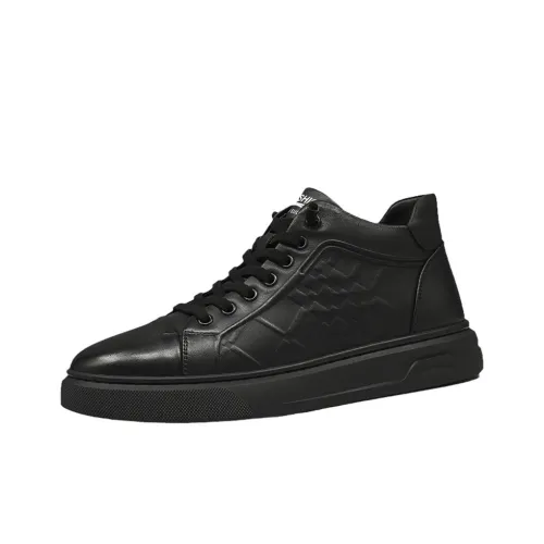 Ruomini Lightweight And Breathable Mid Top Skateboard Shoes Men's Black