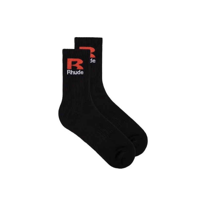 RHUDE R Sock Black/Orange-1