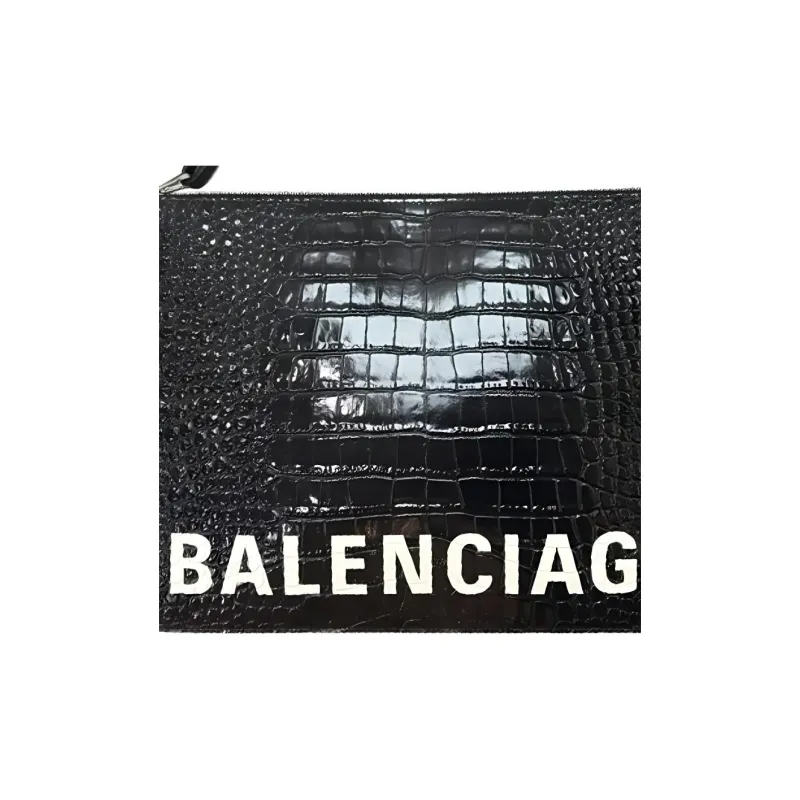 Balenciaga Cow Leather Wrist Bags Clutches Men's Black-3
