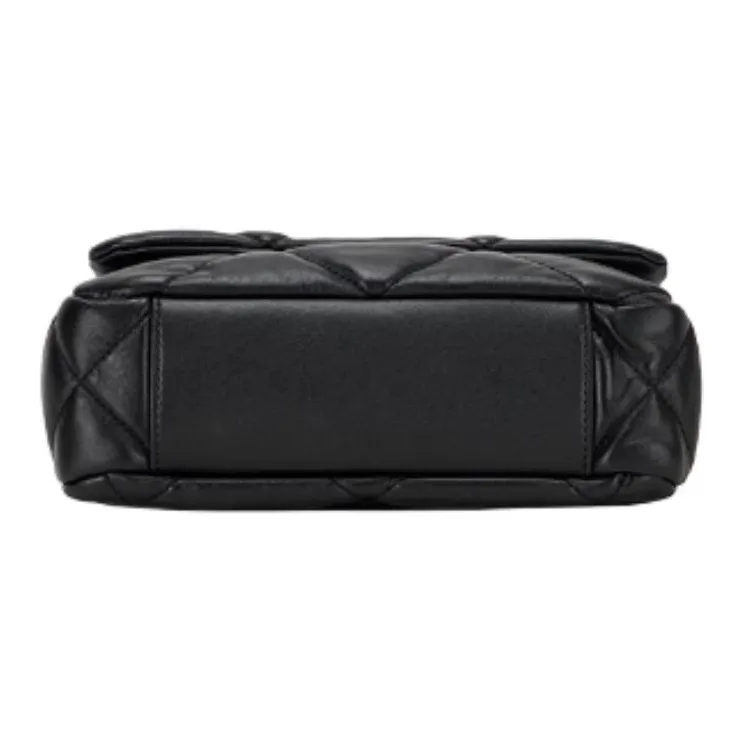 Hush Puppies Cow Leather Bonded Synthetic Leather Shoulder Bag Medium Size Women's Black-5
