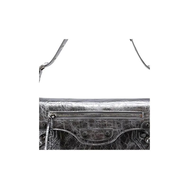 Balenciaga Le Cagole Lambskin Shoulder Bag Women's Silver-3